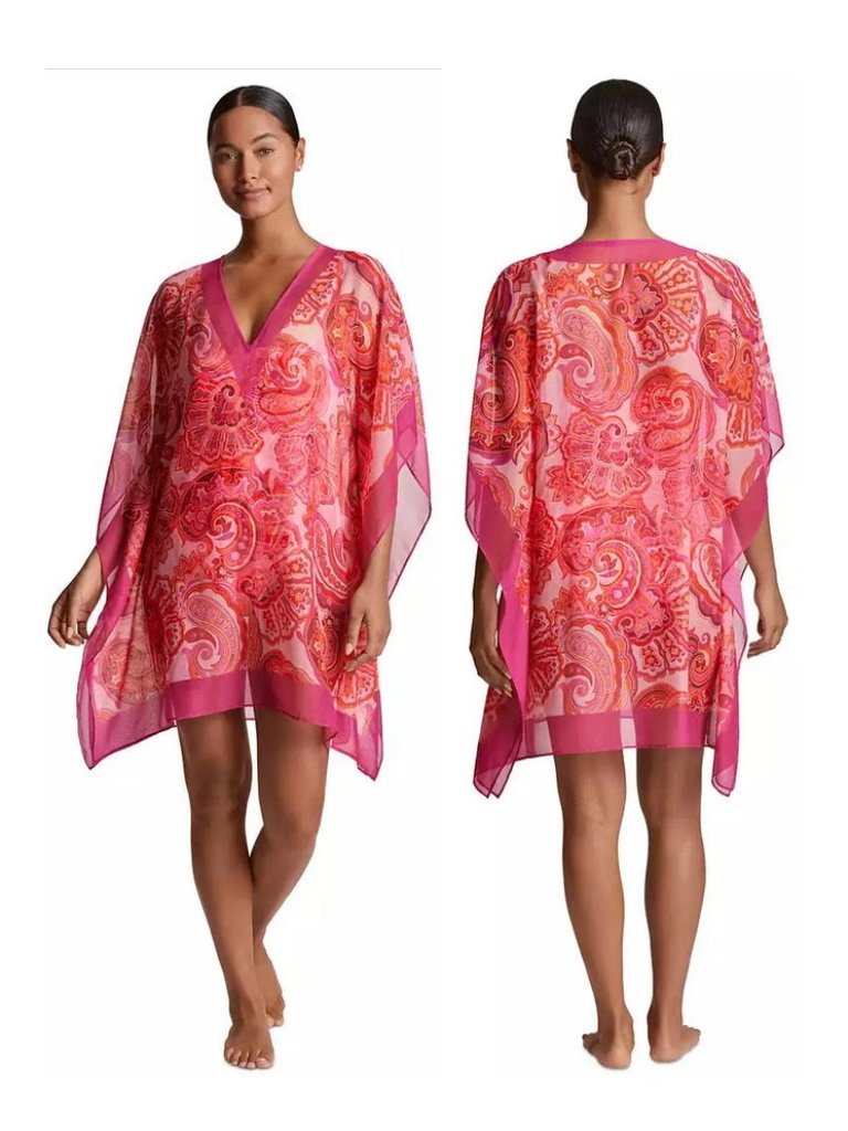 Lauren Ralph Lauren Paisley Chiffon Poncho Cover-Up Sz L-Xl